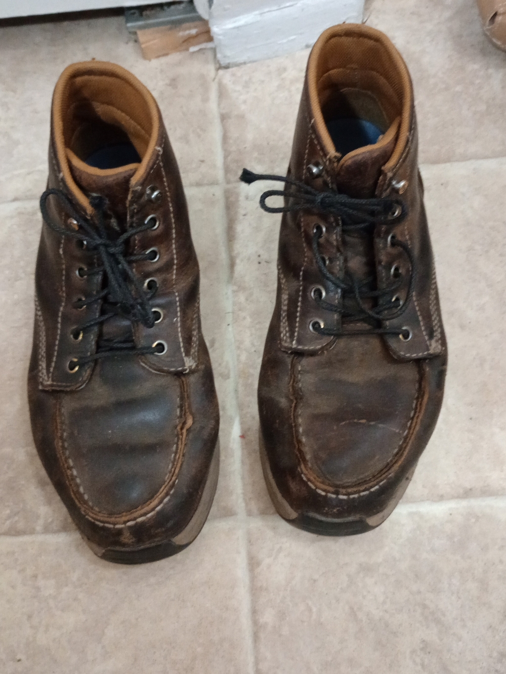 Carhartt CMX4023 Leather Work Boots BrownMoc Soft Toe Lug Bottom Waterproof 9.5